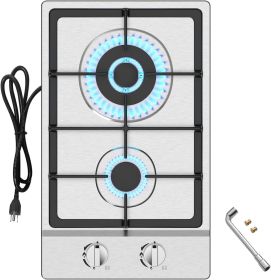Gas Cooktop 2 Burner Propane Cooktop, Stainless Steel Propane Stove 12 inch, Bulit-in Gas Stove Top with Thermocouple Protection Gas Cooktop 2 Burner Propane Cooktop, Stainless Steel Propane Stove 12 inch, Bulit-in Gas Stove Top with Thermocouple Protection